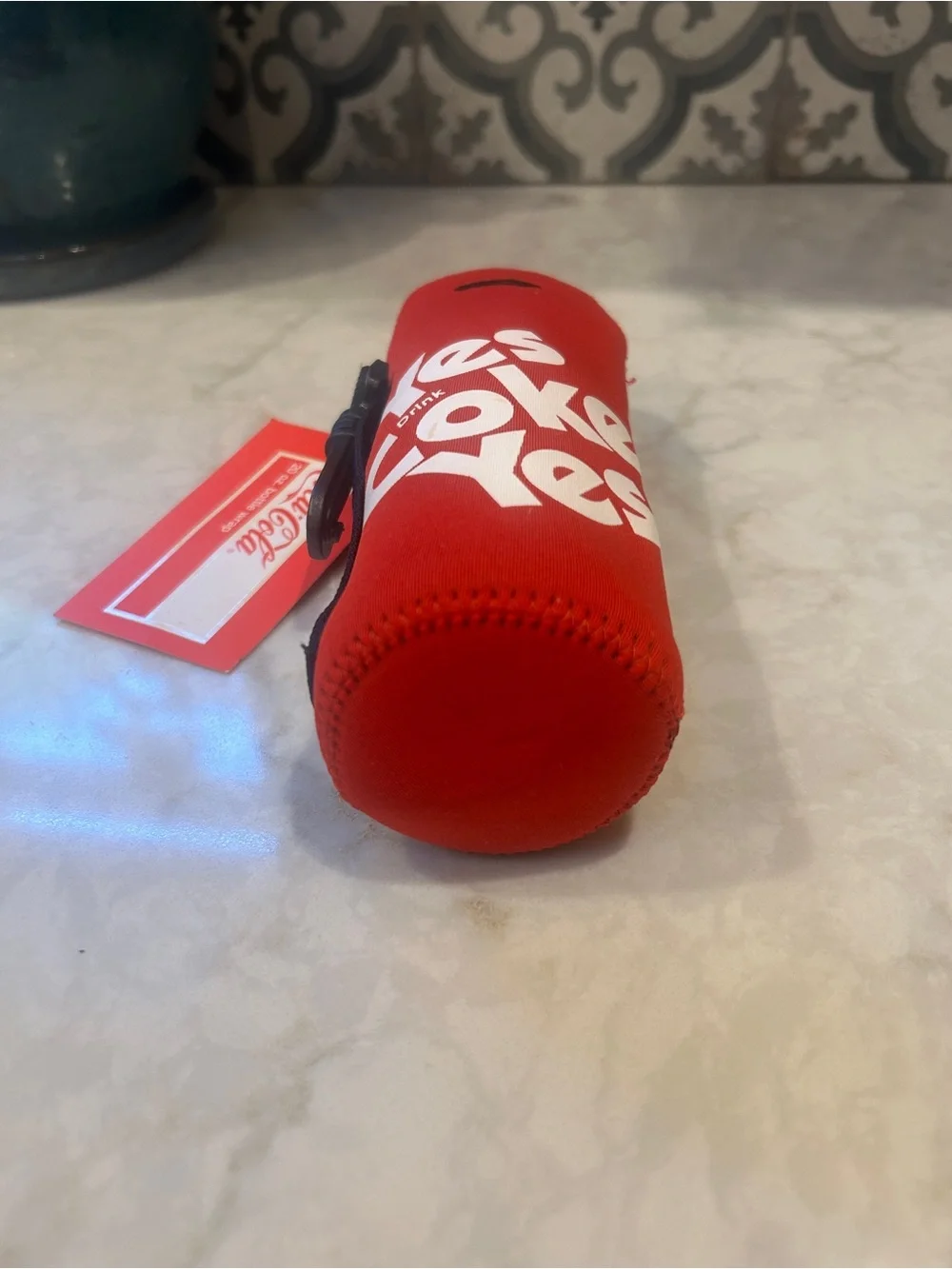 NWT- Coca-Cola Red Bottle Sleeve with White 'Yes Coke Yes' Excellent Condition